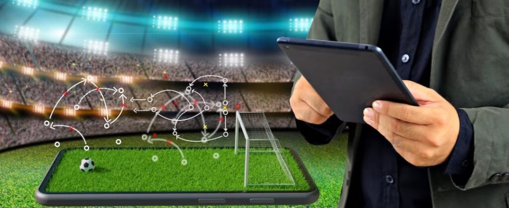 Profissional analisando dados integrados em sistema de gestão esportiva