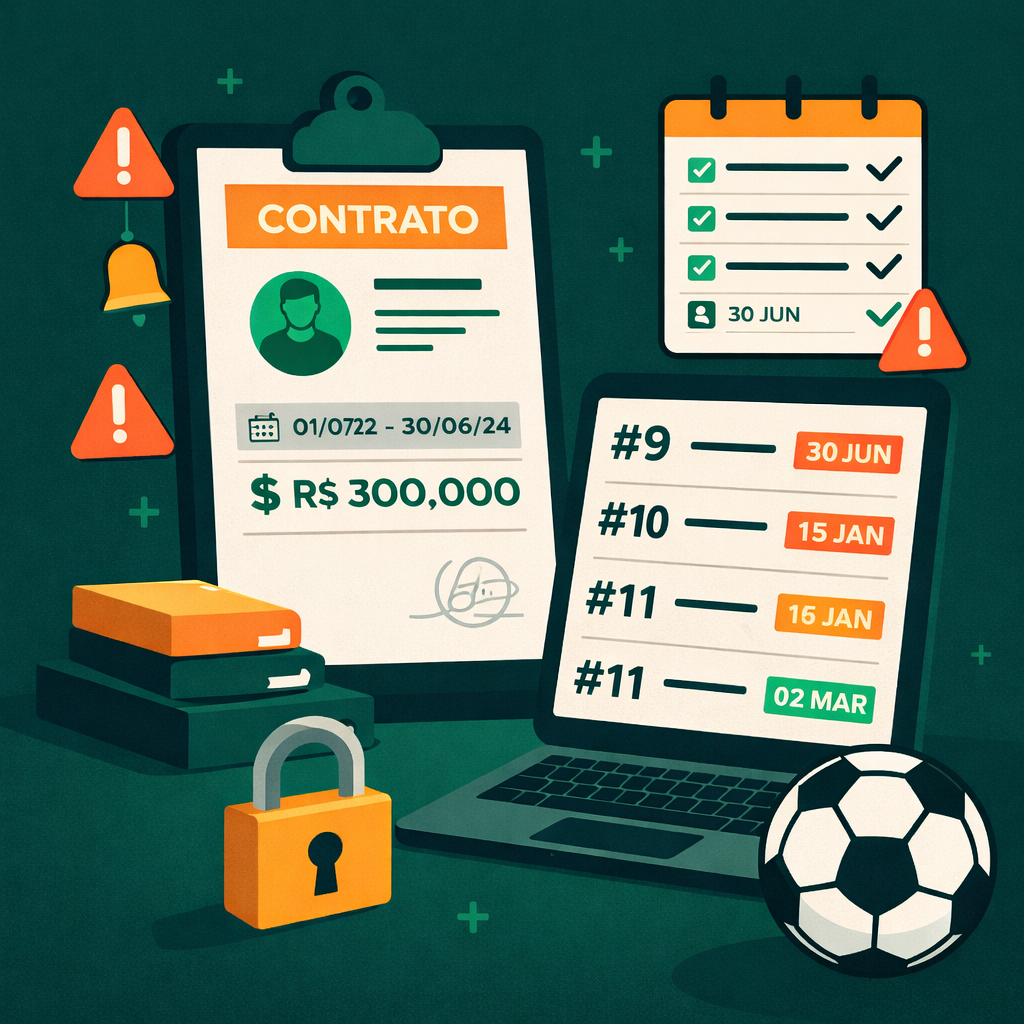 gestão de contratos esportivos com controle de prazos e vínculos