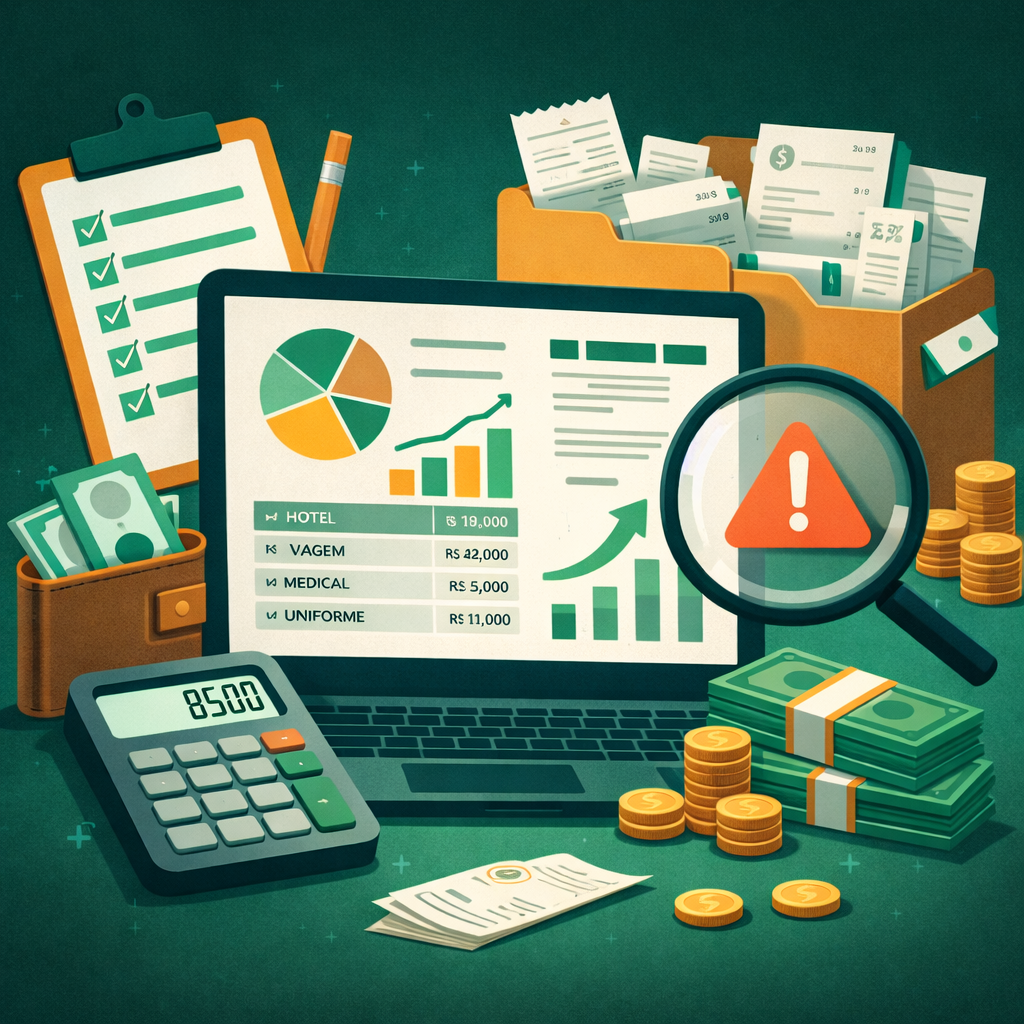 controle financeiro esportivo com visão de despesas e histórico organizado