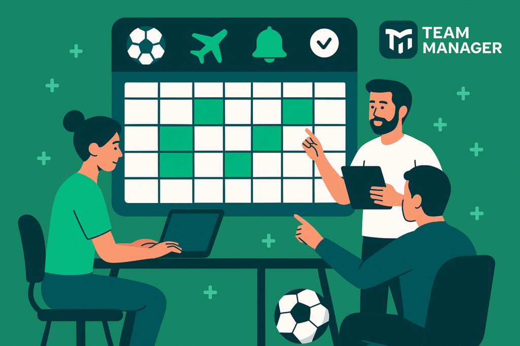 gestão de calendário esportivo com integração entre setores do clube