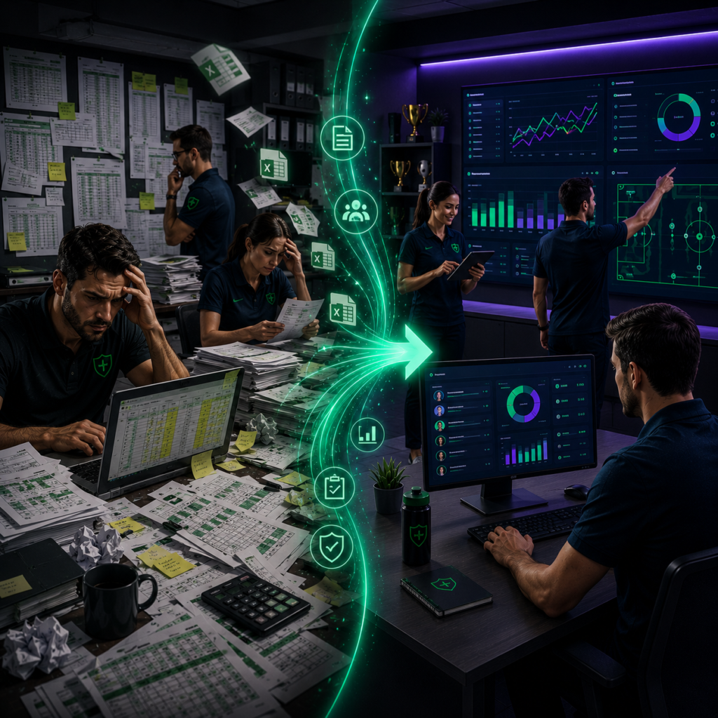 evolução da gestão esportiva saindo do Excel para um sistema integrado