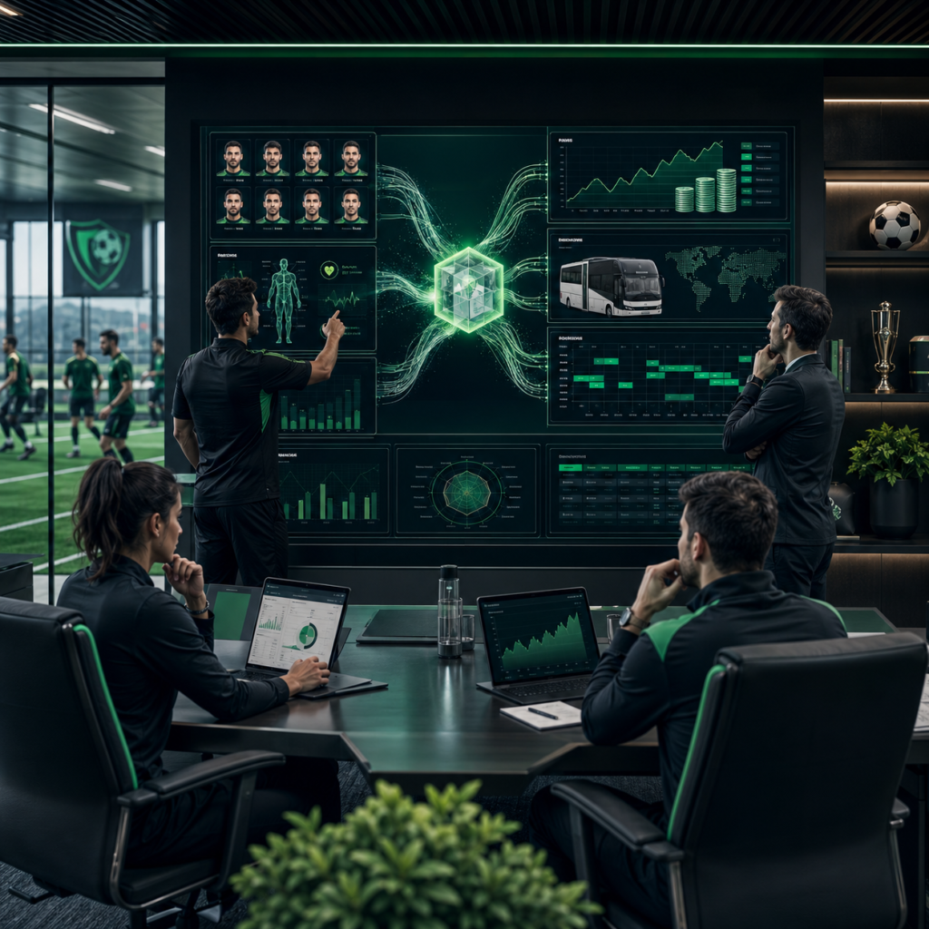 Dados esportivos sendo transformados em decisões por meio de dashboards integrados no clube