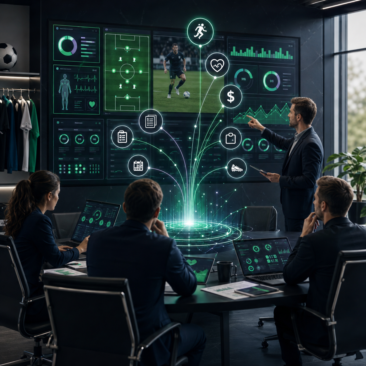 Dados esportivos sendo transformados em decisão por meio de dashboards integrados no clube